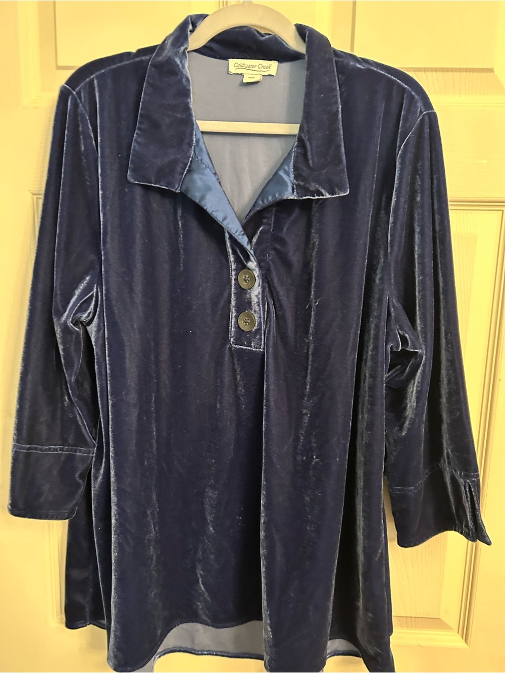 Coldwater Creek Plush Velvet Navy Button-Front Tunic XL